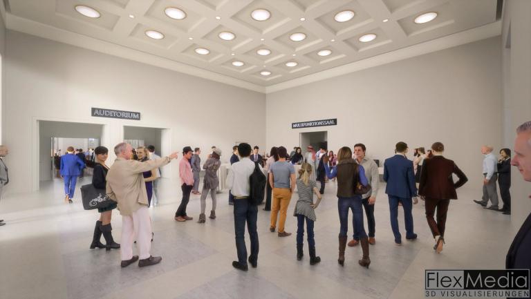 Innenarchitekturvisualisierung Humboldt Forum Foyer Blick 1
