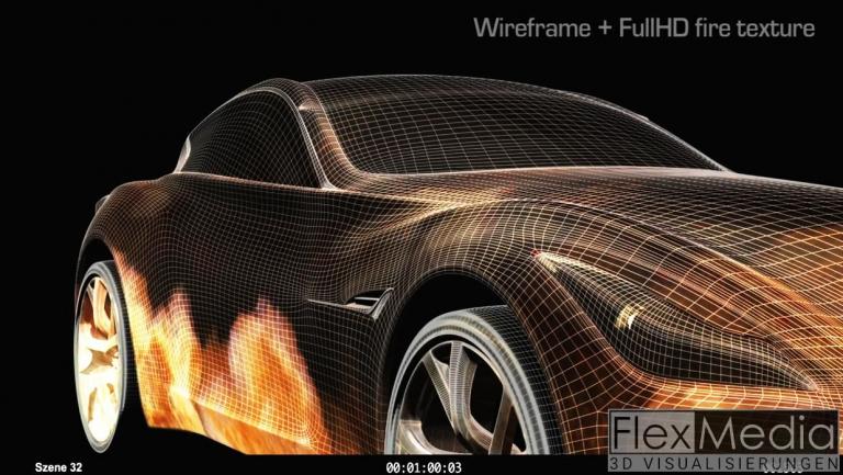 Produktvisualisierung Infiniti Essence Genfer Autosalon Wireframe